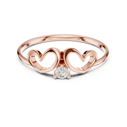 JÄGER JEWEL Twin Heart Solitaire Diamond Ring – JÄGER Metal