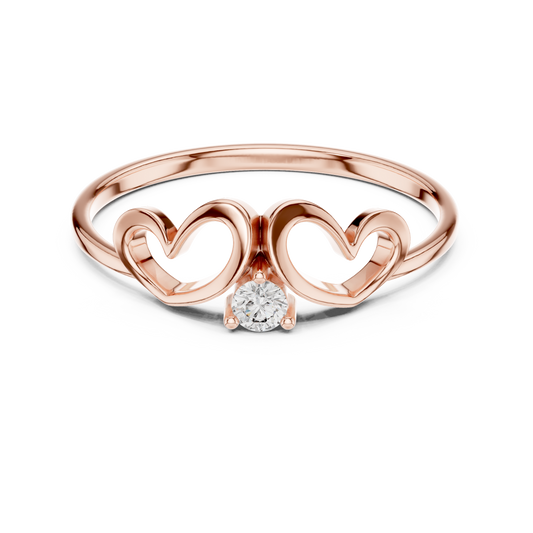 JÄGER JEWEL Twin Heart Solitaire Diamond Ring – JÄGER Metal
