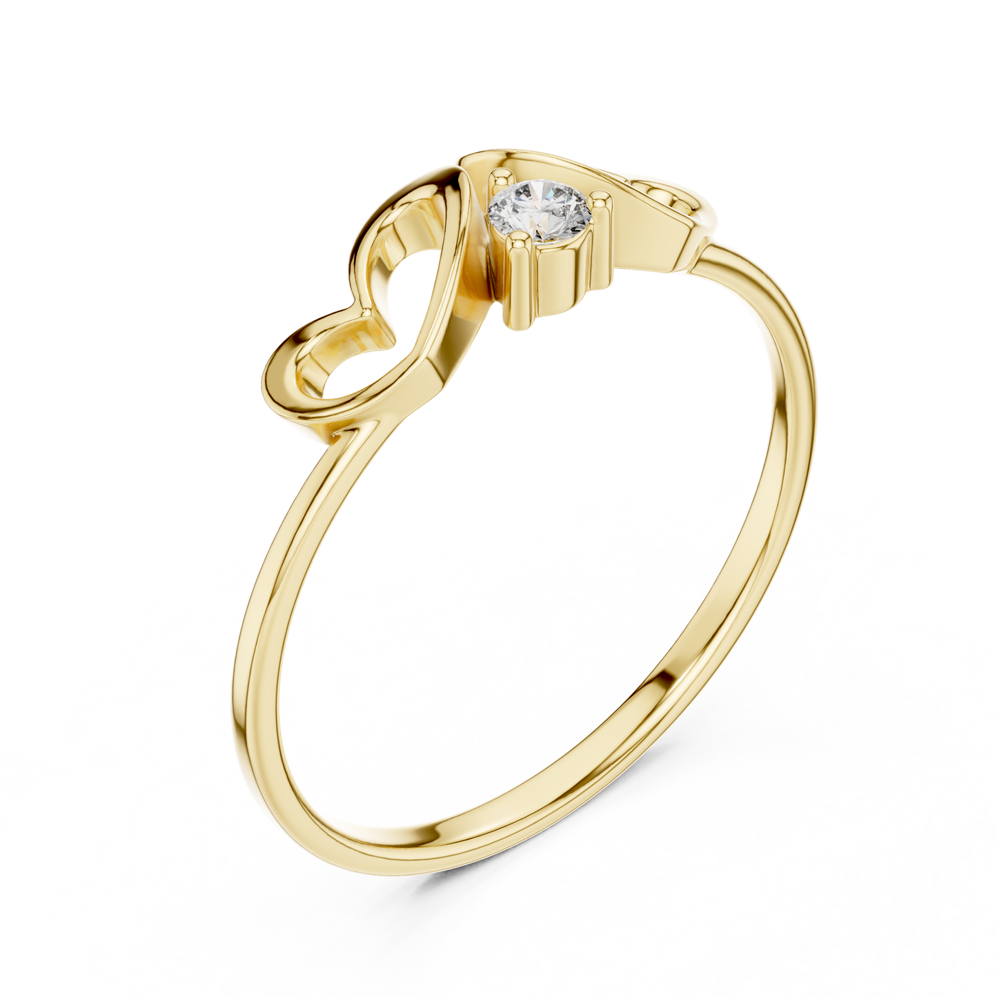 JÄGER JEWEL Twin Heart Solitaire Diamond Ring – JÄGER Metal