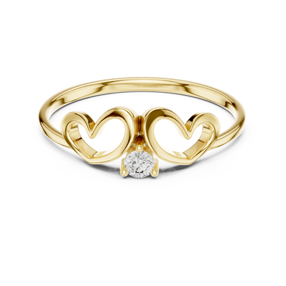 JÄGER JEWEL Twin Heart Solitaire Diamond Ring – JÄGER Metal